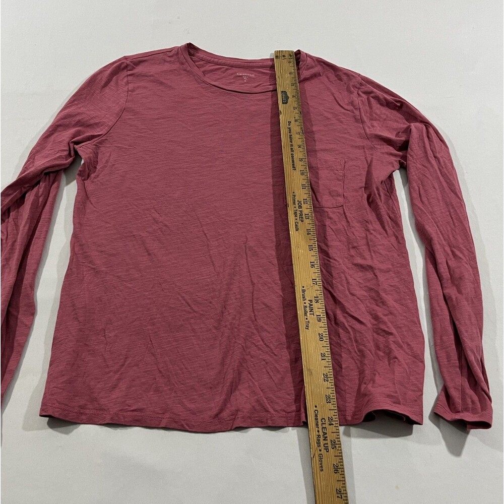 Garnet Hill Top Pink Soft Organic Cotton Blend Long Sleeve Pocket Crew Tee Sz M - Picture 4 of 9